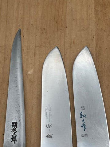 6 Japanese Kitchen Knives – Monjiro, Sakai Chiyotsugu,