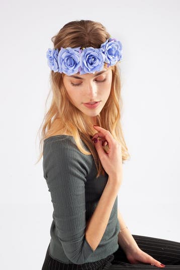 KIMU® Bloemenkrans Haar Rozenkrans Lila Paars Bloemen Haarba, Ophalen of Verzenden