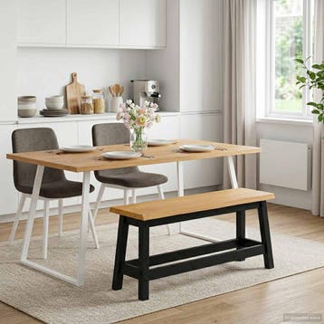 vidaXL Eetbank EKAI Zwart 91,5 x 29 x 45,5 cm Massief, Verzenden, Nieuw