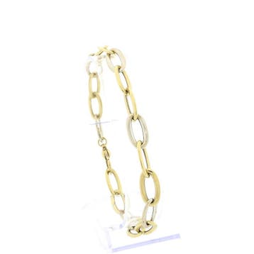 Monzario bicolor gouden wijde ankerschakel armband, Ophalen of Verzenden