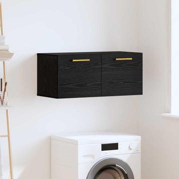 vidaXL Wandkast 80 x 36.5 x 35 cm Bewerkt hout Zwart eiken, Verzenden, Nieuw