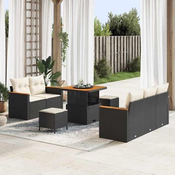 vidaXL Tuinbank Set 10 st 7-Aantal zitplaatsen Zwart en, Verzenden