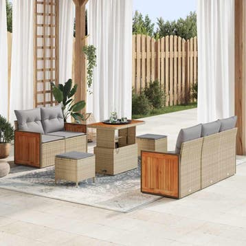 vidaXL Tuinbank Set 10 st 7-Aantal zitplaatsen Beige en, Verzenden