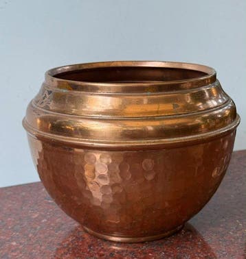Jardinière - Koper - Vintage gehamerde koper P