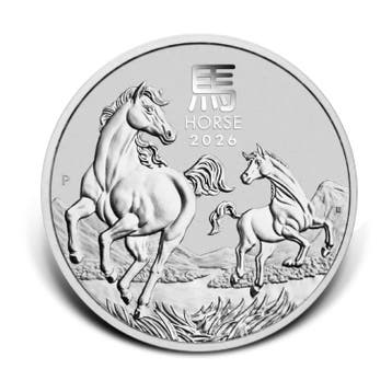 Zilveren Lunar munt Year of the Horse 2026 5 troy ounce