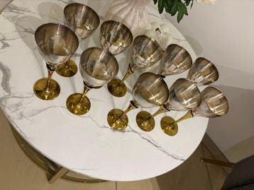 Champagneglas (10) - Messing, zilveren metaal -