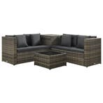 vidaXL 4-delige Loungeset met kussens poly rattan grijs, Verzenden, Nieuw, Loungeset