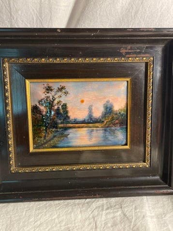 Icoon - Zonsondergang - Emailleschilderij op koper