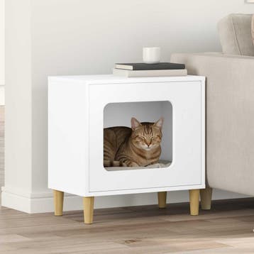 vidaXL Kattenhuis Wit 51 x 30 x 52 cm Bewerkt hout, Verzenden