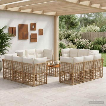 vidaXL Buiten bank set 13 pcs Natuurlijk en Crème Wit, Verzenden, Nieuw