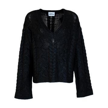 Frogbox • zwarte wollen kabeltrui • 38, Maat 38/40 (M), Princess goes Hollywood, Verzenden, Zwart