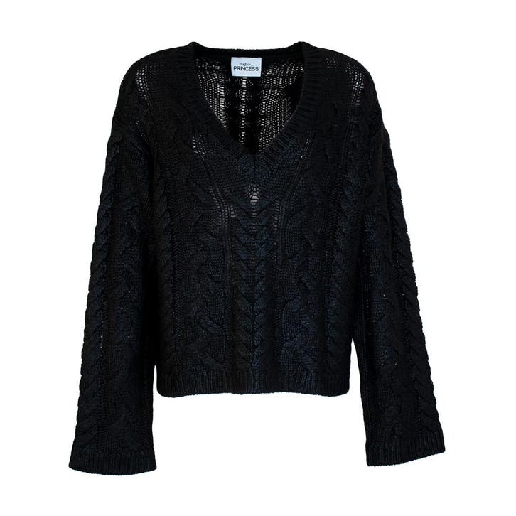 Frogbox • zwarte wollen kabeltrui • 38, Vêtements | Femmes, Pulls & Gilets, Envoi