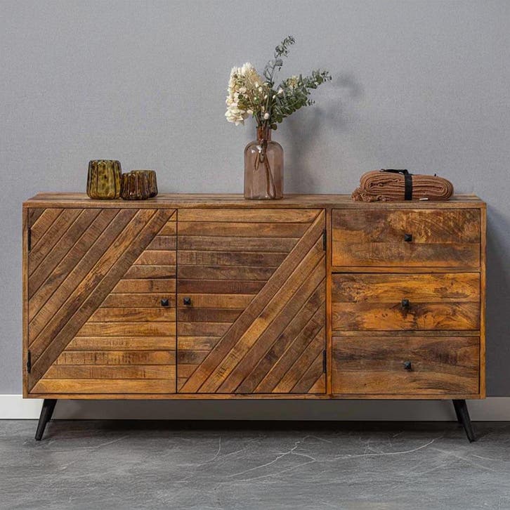 Dressoir Mangohout Fiona 145 cm, Maison & Meubles, Armoires | Dressoirs, Envoi