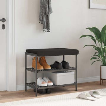vidaXL Bankkussen Sherpa Stof Zwart Diepte 35 cm, Verzenden