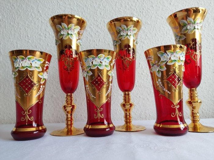 Böhmen (Tschechien) - Böhmisches Kristallglas Set – 6, Antiek en Kunst, Curiosa en Brocante