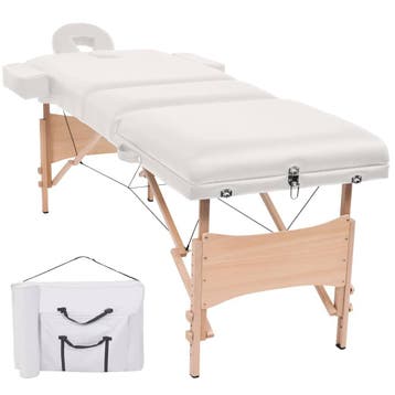 vidaXL Massagetafel inklapbaar 3 zones 10 cm dik wit, Verzenden