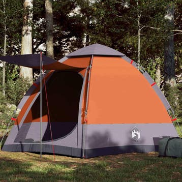 vidaXL Kampeertent 4-persoons snelontgrendeling grijs en, Caravans en Kamperen, Verzenden, Nieuw