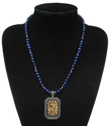 Lapis lazuli - Ketting Sint-Michaël Aartsengel – Goddelijke