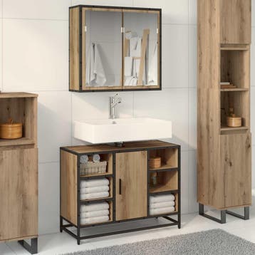 vidaXL Badkamermeubel Set 2 st Artisan Eiken 80 x 33 x 60 cm, Huis en Inrichting, Verzenden, Nieuw