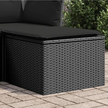 vidaXL Tuinkruk met kussen zwart 55x55x37 cm poly rattan, Verzenden, Nieuw