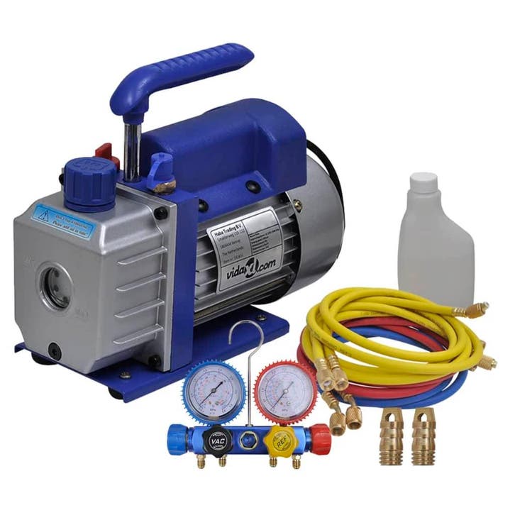 vidaXL Vacuümpomp 1-traps met 4-voudige manometerset, Elektronische apparatuur, Airco's, Nieuw, Verzenden