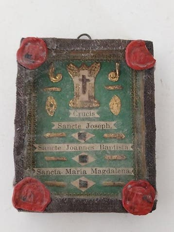 Reliekhouder - Hout, Glas, Papier, Textiel - 1850-1900 -