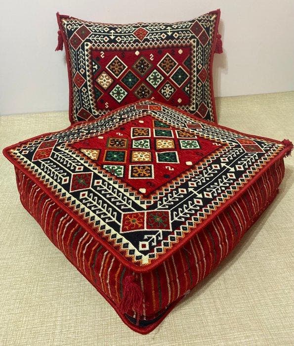 Kelim - 60 cm - 60 cm - Poef en kussen, Antiquités & Art, Tapis & Textile