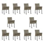 Set van 10 Leren eetkamerstoelen Comfort met wieltjes en, Ophalen of Verzenden, Nieuw, Leer, Eén