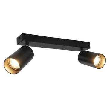 Moderne plafond spot dubbel opbouw zwart 2 x GU10 fitting, Verzenden, Nieuw, Modern