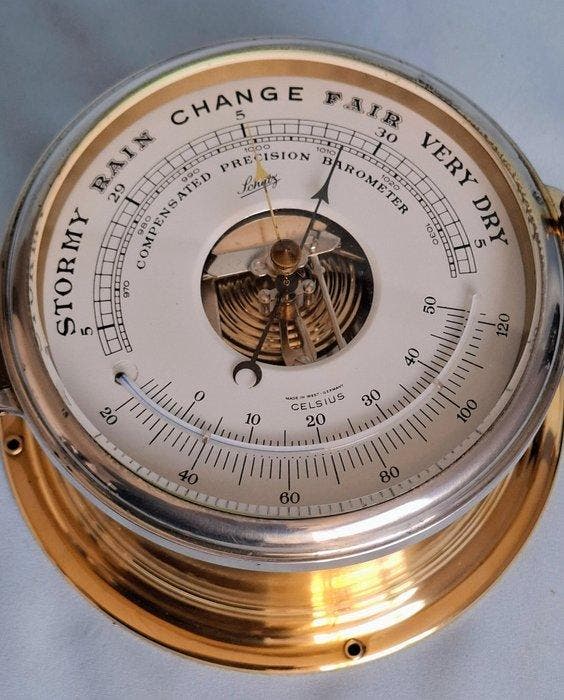 Schatz - Weerstation - Messing, Glas - Barometer/, Antiek en Kunst, Curiosa en Brocante