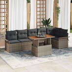 vidaXL Tuinbank Set met opslag 7 pcs Grijs Poly rattan, Tuin en Terras, Verzenden, Nieuw