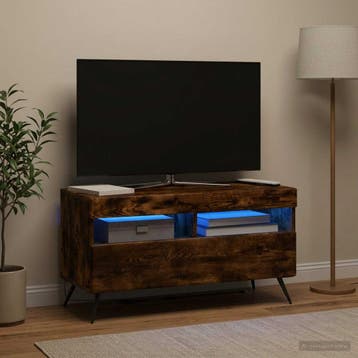 vidaXL LED tv-meubel Gerookt eiken Bewerkt hout, Verzenden