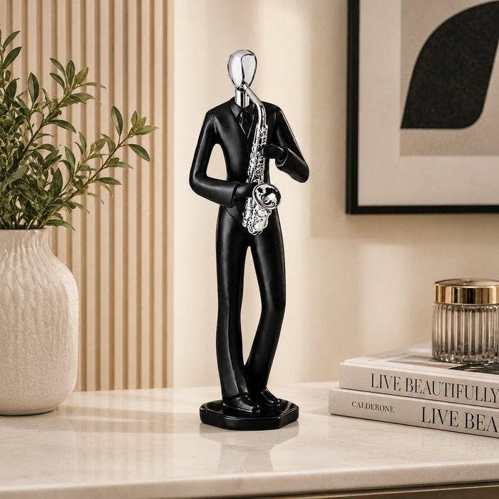 Decoratief ornament - Abstract Saxophone Player Sculpture –, Antiquités & Art, Curiosités & Brocante