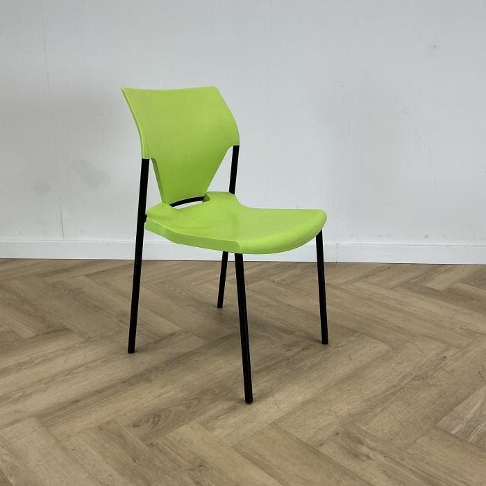 design Kantinestoel, stapelstoel, IOKO, groen - zwart, Huis en Inrichting, Stoelen, Zwart, Gebruikt, Eén