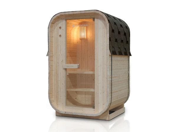 Veiling - Barrelsauna Nolvik - Incl. Toebehoren - 120x128 x1, Sport en Fitness, Sauna, Nieuw