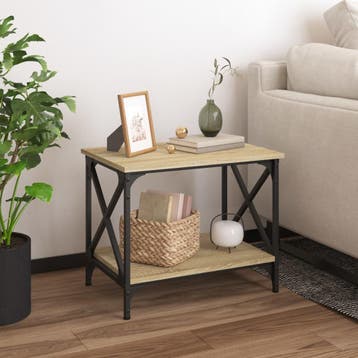 vidaXL Bijzettafel 55x38x45 cm bewerkt hout sonoma, Verzenden, Nieuw