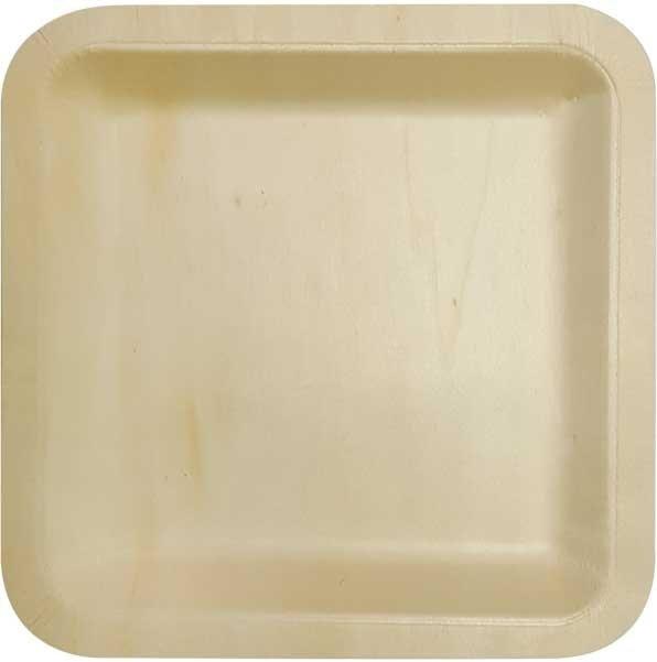 Houten Borden 21x21cm 4st, Hobby en Vrije tijd, Feestartikelen, Nieuw, Verzenden