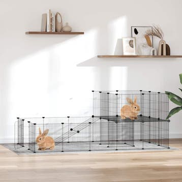 vidaXL Huisdierenkooi met deur 36 panelen 35x35 cm staal, Verzenden, Nieuw