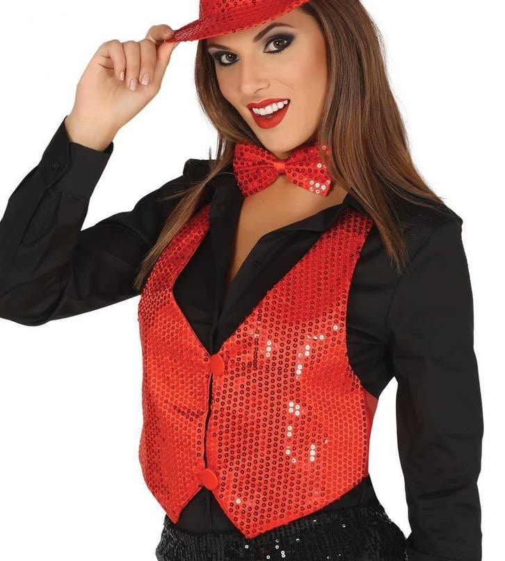 Glitter Gilet Rood Dames, Hobby & Loisirs créatifs, Articles de fête, Envoi