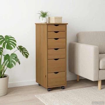 vidaXL Rollende kast 34 x 39 x 93,5 cm Massief vurenhout, Huis en Inrichting, Kasten | Overige, Verzenden, Nieuw