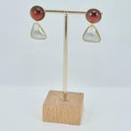 Zilver, Verguld - Oorbellen - NATUURLIJKE GRANAAT, Antiek en Kunst