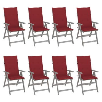 vidaXL Tuinstoelen 8 st verstelbaar met kussens acaciahout, Tuin en Terras, Tuinstoelen, Verzenden, Nieuw
