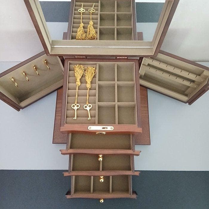 Sieradendoos - Sieradendoos - Hout, spiegel, Antiquités & Art, Art | Objets design