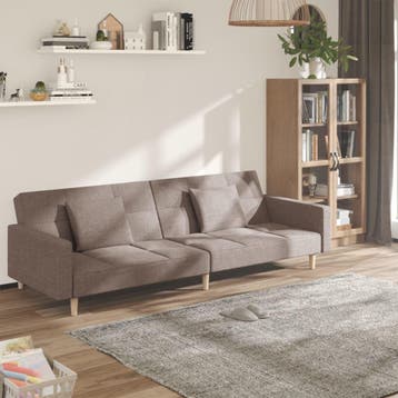 vidaXL Slaapbank / zetel 2-zits met 2 kussens stof taupe, Huis en Inrichting, Verzenden, Nieuw