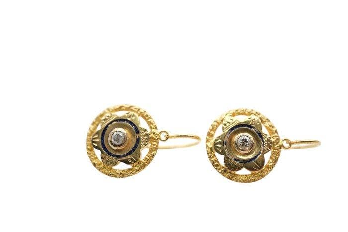 Boucles doreilles - 19,2 carats Or jaune - diamants, Handtassen en Accessoires, Oorbellen