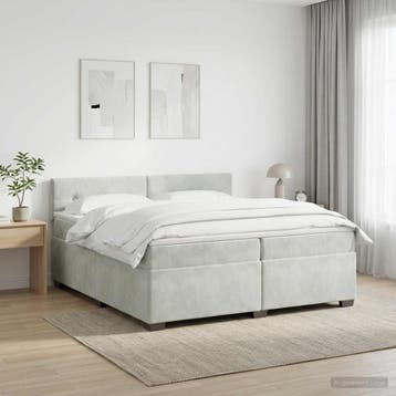 vidaXL Boxspringbed met matras Lichtgrijs 200 x 200 cm, Verzenden