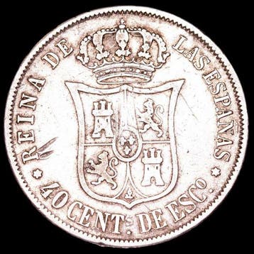 Spanje. Isabel II. 40 Centimos de Escudo Ceca de Madrid,