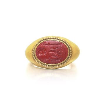 Ring - 22 karaat Geel goud - Oud-Romeinse Intaglioring,, Handtassen en Accessoires, Ringen, Nieuw