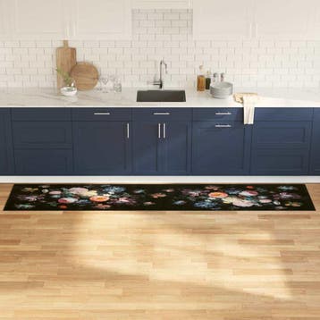 vidaXL Keuken Tapijt Zwart 300 x 60 cm Fluweel, Tuin en Terras, Deurmatten, Verzenden, Nieuw