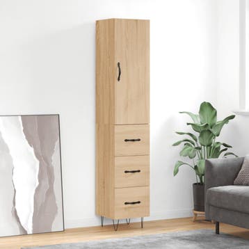 vidaXL Hoge kast 34,5x34x180 cm bewerkt hout sonoma, Verzenden, Nieuw